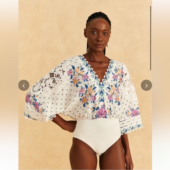 FARM Rio Tops - FARM RIO The Lace Romantic Bananas Bodysuit
